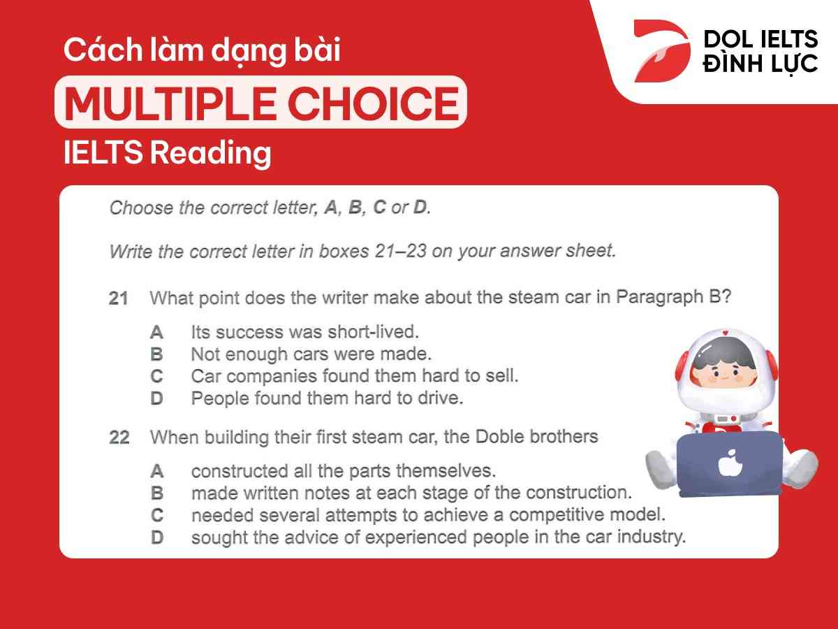 dạng đề multiple choice trong ielts reading