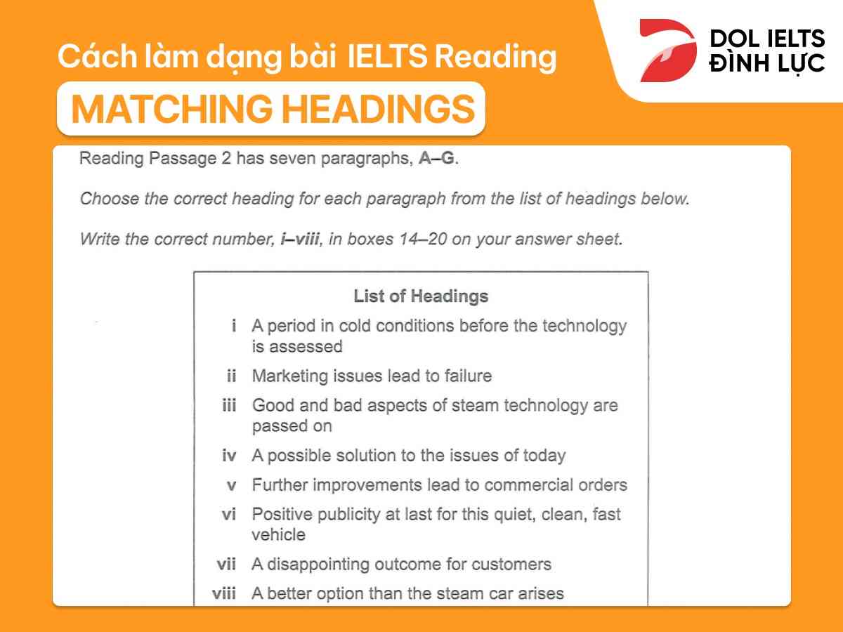 Matching Headings IELTS Reading