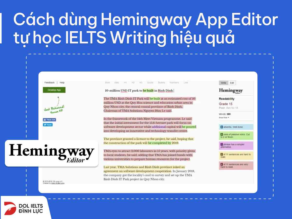 Cách dùng Hemingway App Editor học IELTS