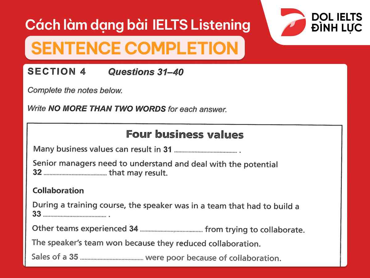 IELTS Listening - Cách làm dạng bài Sentence Completion