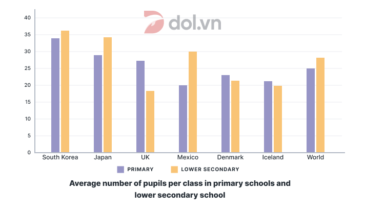 Average size class in primary schools and lower secondary schools - IELTS Writing